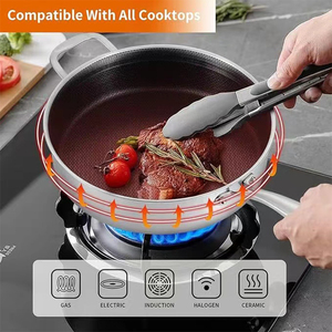304 thép không gỉ Chảo Pan phổ không dính chảo cho bếp gas và bếp cảm ứng kim loại sâu <span class=keywords><strong>Frypan</strong></span> - Product Image 4
