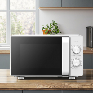 Horno Microondas Portátil de 20L, Diseño de Encimera Blanco y Negro, con Control Mecánico, Fuente de Alimentación para Uso Doméstico y Hotelero - Product Image 1
