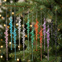 Großhandel 12-teiliges Acryl-Eiszapfen Hängedekoration-Set Bunte Weihnachtsbaum-Kristalldekorationen für Zuhause Neujahr Hochzeit Party
