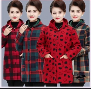 Manteau en velours grande taille automne hiver pour femmes âgées d'âge moyen vêtements de couverture épaissie de la mère pour femmes Blouses chemises - Product Image 1