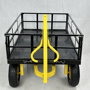 Carretilla de Jardín de Acero con Cuatro Ruedas, 1120x750x278mm, Mango Desmontable, Laterales Desmontables, para Transporte de Herramientas en Exteriores - Product Image 2