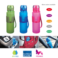 Botella de Agua Plegable Reutilizable, Diseño Deportivo, Material de Silicona Suave y Duradero, Apta para Lavavajillas y Microondas, con Tapa de Paja