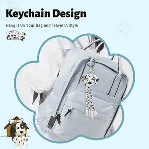 سلسلة مفاتيح متعددة المنافذ من جلد البولي يوريثان البلطي بتصميم كلب مُلاحظ بشكل إبداعي مع كابل شحن 3 في 1 USB للهواتف