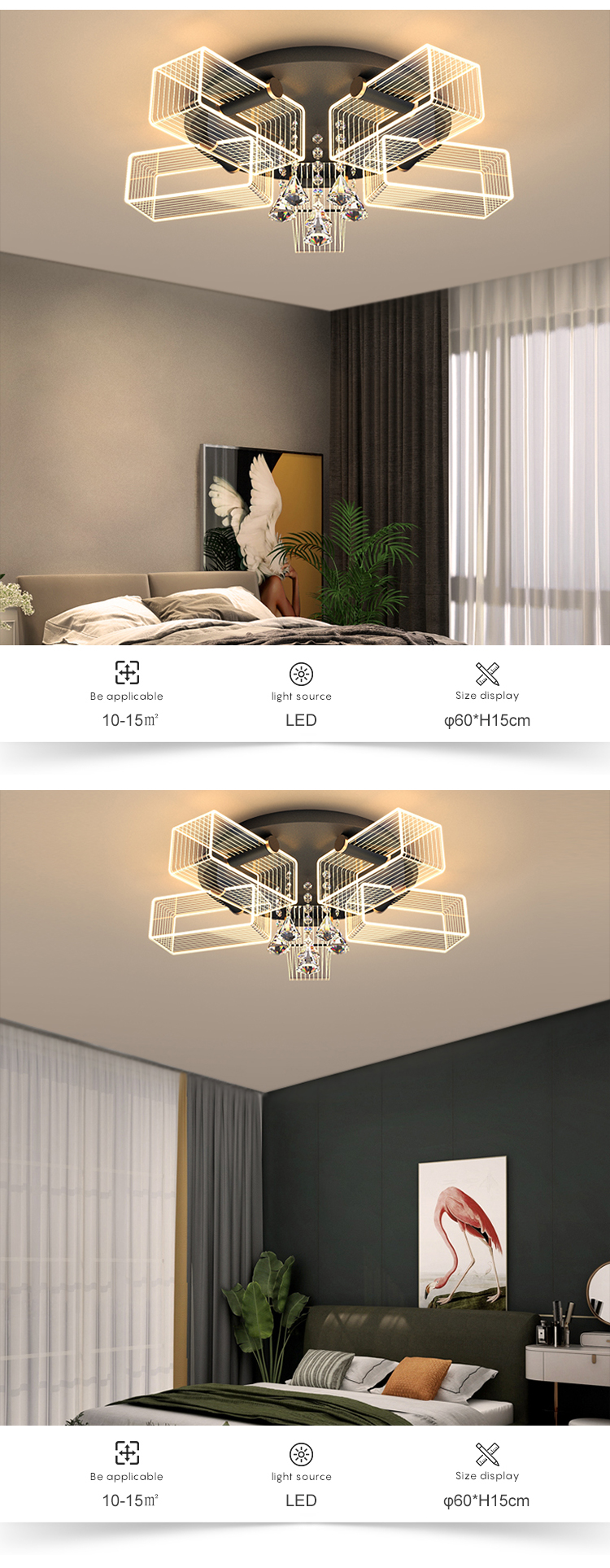 High Quality Indoor Luxury Decoration Acrylic Bedroom Living Room Modern LED Ceiling Lamp