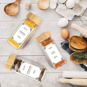 Wholesale 24 Pack 4oz Glass <b>Spice</b> Jar with Bamboo Lids <b>Labels</b> Airtight Square Seasoning Jars for <b>Spice</b> Pantry - Product Image 2