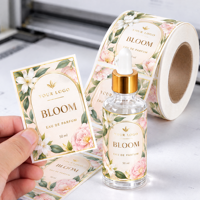 Étiquettes personnalisées imperméables en vinyle pour flacons de parfum, autocollants adhésifs floraux en feuille d'or pour Eau de Parfum