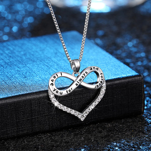 CAOSHI 2026 Collana da Donna con Ciondolo a Cuore <span class=keywords><strong>Infinito</strong></span> Inciso con '<span class=keywords><strong>Ti</strong></span> <span class=keywords><strong>Amo</strong></span> per Sempre e per l'Eterno' e Zirconi Incastonati, Ideale per Matrimoni - Product Image 1