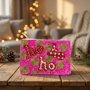 กระเป๋าเครื่องสำอางปักลาย Cotton Ho Ho Ho สีชมพู รูปทรงสี่เหลี่ยมวงกลมสีทอง ผลิตภัณฑ์ส่งเสริมการขายแฟชั่น - Product Image 3