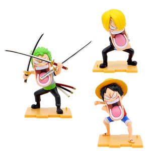 Figurines d'<span class=keywords><strong>action</strong></span> One Piece, pose amusante, Luffy Zoro Sanji, décoration de bureau, <span class=keywords><strong>mini</strong></span>-statues, modèle de collection pour les fans - Product Image 5