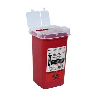 Contenedor de objetos punzantes de eliminación de 1 cuarto de galón a precio de fábrica con tapa abatible <span class=keywords><strong>para</strong></span> diabéticos <span class=keywords><strong>para</strong></span> aguja y <span class=keywords><strong>jeringa</strong></span> de riesgo biológico - Product Image 1