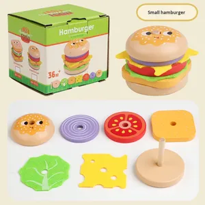 Juguetes de Cocina de Madera para la Educación Temprana de los Niños, Juego de Simulación de Comida, Set de Hamburguesas y Sándwiches, Set de Cortar Alimentos para Niños y Niñas - Product Image 6
