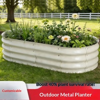 Kit de jardinière surélevée galvanisée, bac à plantes extérieur avec bordure de sécurité, grandes jardinières surélevées en métal pour la culture de légumes, fleurs et herbes