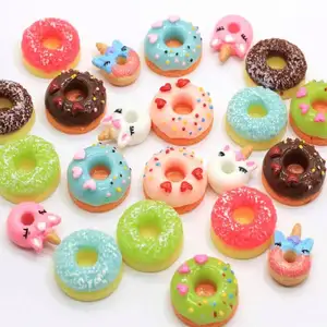 Abalorios de Slime para casa de muñecas, abalorios de resina con reverso plano, para galletas, donuts, postres, manualidades de comida en miniatura, 100 Uds.