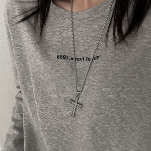 Оптовая продажа креативное ожерелье из нержавеющей стали с подвеской в виде креста, модные классические ювелирные изделия в стиле хип-хоп для мужчин и женщин для вечеринки - Product Image 5