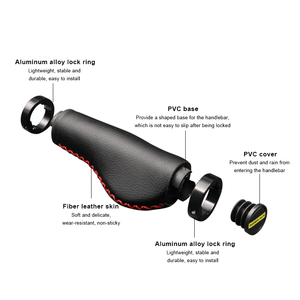 RIDERACE Poignées de guidon de vélo de montagne Durable en fibre antidérapante en cuir vtt barre de poignée de vélo pièces de poignée verrouillables - Product Image 2