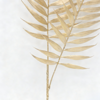 Tige de feuille de palmier dorée artificielle à 2 têtes, feuille de palmier Areca réaliste en finition dorée pour la décoration d'automne dorée, mariage et maison