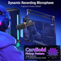 Nouveau Microphone Dynamique Cardioïde USB/XLR KD8Y+ RGB 2025 pour Podcast, Gaming et Streaming en Direct avec Bras Articulé