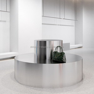 Negozio di abbigliamento tavolo da esposizione rotondo <span class=keywords><strong>centro</strong></span> negozio di abbigliamento uomo e donna borsa da esposizione in acciaio inox tavolo da esposizione - Product Image 2