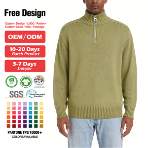 Nhà Sản Xuất Tùy Chỉnh Bông Cao Cổ Áo Len Áo Thun Người Đàn Ông Rắn 1/4 Zip Cổ Jumper Đan Cuộn Cổ Dệt Kim Áo Len Cho Nam Giới - Product Image 2