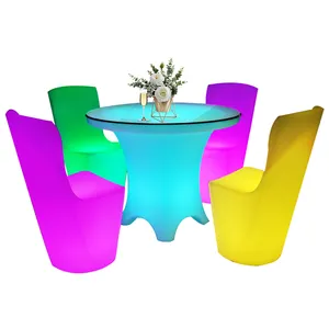 Table et chaises de bar à led en plastique, tabouret d'extérieur, pour spectacle, fête, jardin, boîte de nuit