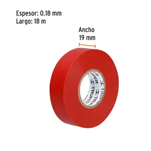 Cinta aislante BOX 8 de 18 m x 19 mm, roja, TRUPER - Product Image 2