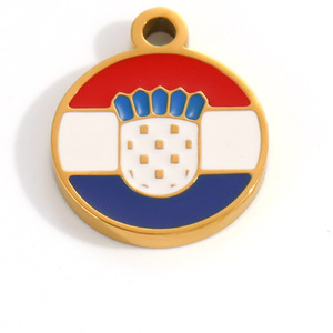 Breloques drapeau national en émail tendance pour femme, plaqué or 18 carats, en acier inoxydable étanche, pour bijoux DIY, cadeaux - Product Image 5