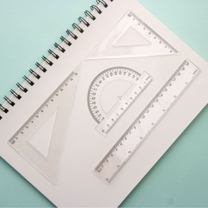 Juego de Reglas de Geometría Doit de 4 Piezas, Transparentes, de 20 cm, de Plástico de Buena Calidad, Kit de Instrumentos Matemáticos Promocionales para Material Escolar - Product Image 5