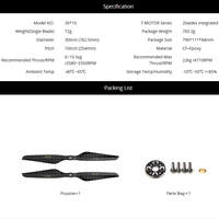 Hélice en fibre de carbone ultra-légère T-MOTOR NS30x10 30 pouces 3ème génération, poussée de 22 kg, 72 g CW CCW, paire pour drone multirotor UAV
