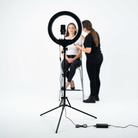 Simock Éclairage photographique 55W 18 pouces, Anneau lumineux en plastique avec trépied, Kit de vlogging à intensité réglable, Lampe de sol LED pour TikTok, Extensions de cils
