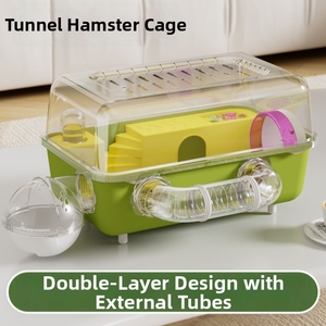Deluxe 2-Story Square <strong>Hamster</strong> <strong>Cage</strong> Extra Large Transparent Solid Deep Base Top Level Escape-Proof Ventilated Mansion Syrian - Product Image 1