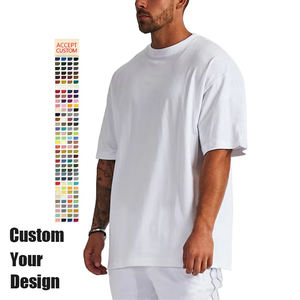 Camiseta de algodón grueso de alta calidad para hombre, diseño de logotipo personalizado, camiseta extragrande estilo hip-hop streetwear para hombre - Product Image 1
