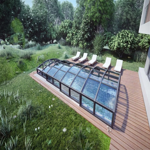 Véranda <span class=keywords><strong>de</strong></span> piscine extérieure moderne rétractable pour villa résidentielle, avec toit isolé et couverture en verre, écologique - Product Image 4