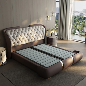 Set Letto Matrimoniale <span class=keywords><strong>di</strong></span> <span class=keywords><strong>Lusso</strong></span> in Stile Moderno Popolare, Letto King Size in Pelle, Struttura Letto <span class=keywords><strong>di</strong></span> Design per Hotel e Camera da Letto - Product Image 3