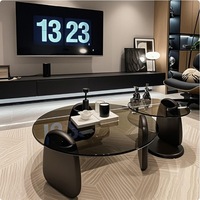 Table d'appoint ronde en verre de style nordique moderne et minimaliste, petite table basse tendance pour salon, décoration créative pour la maison