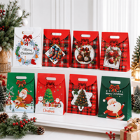 Sac cadeau en papier de Noël personnalisé avec poignée découpée pour l'emballage de détail des fêtes, sac en papier avec votre logo, vente en gros