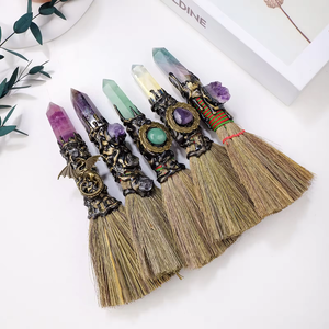 2024, venta al por mayor, Varita de punto mágico de cristal Natural, escoba pequeña, suministros de altar de brujería, escoba de bruja de cuarzo energética, regalo de Helloween - Product Image 4