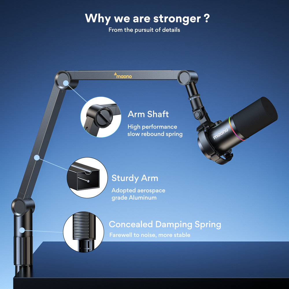 MAONO Desktop Microphone Stand, Adjustable Table Mic Stand for MAONO/Blue Yeti/Other Microphone　並行輸入 MAONO Microphone Desktop Stand