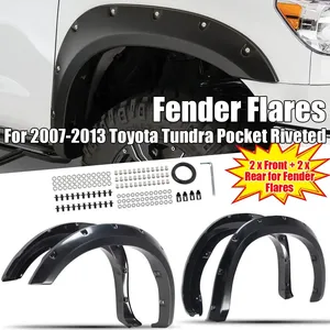 Pare-boue avant et arrière noir brillant 4 pièces pour Toyota Tundra, rivetés, 2007-2013, protection des passages de roue - Product Image 1