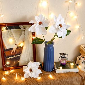 CallaFloral Artificial Poinsettia Flower Single Branch <b>White</b> Polyester <b>Christmas</b> <b>Decor</b> Wedding Craft Gift - Product Image 1