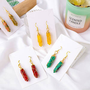 Vente en gros de cristal de quartz rose de guérison naturelle Bricolage fait à la main Boucle d'oreille en cristal à double pointe <span class=keywords><strong>Cadeau</strong></span> souvenir pour les femmes - Product Image 4