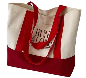 Custom Logo Canvas Tote Bag <b>Heavy</b> <b>Duty</b> Reusable Shopping Bag Large Capacity <b>Zipper</b> Shoulder Handle for Daily Travel - Product Image 1