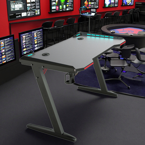 Escritorio para Juegos de PC Grande en Forma de Z con Luces LED RGB, Superficie de Fibra de Carbono y Madera, Nuevo Escritorio para Juegos de Computadora para Gamers - Product Image 3