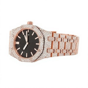 นาฬิกาข้อมือ Afar Jewels Luxury Unisex สแตนเลสสตีล VVS มอยส์ซาไนต์ หน้าปัดทรงกลม ระบบอนาล็อก แสดงวันที่ ควอตซ์ สำหรับงานปาร์ตี้ - Product Image 4