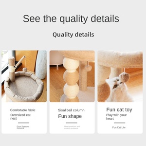 <span class=keywords><strong>Tiragraffi</strong></span> <span class=keywords><strong>per</strong></span> <span class=keywords><strong>Gatti</strong></span> Integrato in Legno con <span class=keywords><strong>Colonna</strong></span>, Nido e Letto <span class=keywords><strong>per</strong></span> Animali Domestici, Senza Dispersione di Residui - Product Image 5