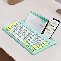 Ensemble clavier et souris ergonomique sans fil BT 5.0, 78 touches, étanche, anti-ghosting, avec interrupteurs noirs, pour ordinateur portable, PC, phablet, tablette, multi-appareils