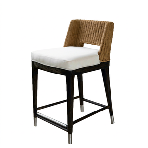Baleliving Indonesia Manufactured Best Quality Modern Style Solid Wood Wicker <b>Cover</b> Customized Color Bar <b>Chairs</b> Hotel Outdoor - Product Image 1