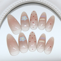 Approvisionnement direct usine Faux ongles en résine bleue, motif fleur, ligne contrastante, pois, diamant, ODM