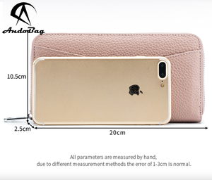 Portefeuille long japonais en cuir véritable Andong pour femmes, grande capacité, porte-cartes accordéon RFID, pochette de téléphone tendance ANS7366 - Product Image 4