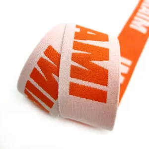 Atacado logotipo personalizado boxer elástico cintura de nylon jacquard faixa elástica para roupa íntima