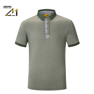 Aonesport T-shirt sportif pour homme en maille unie à manches courtes, séchage rapide, coupe classique, col contrastant, logo frontal, nylon polyester - Product Image 1